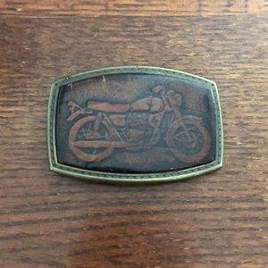 Copper belt buckle leather motorcycle
